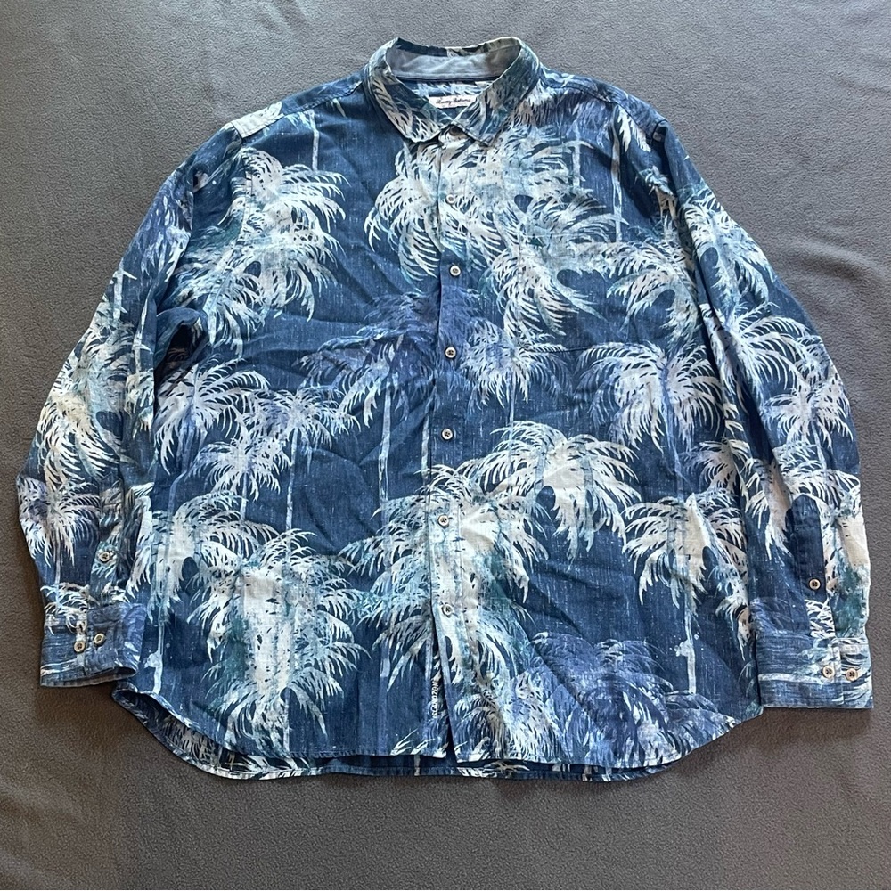 Tommy Bahama shirt‎ linen blend mens XXL pre-owned condition blue